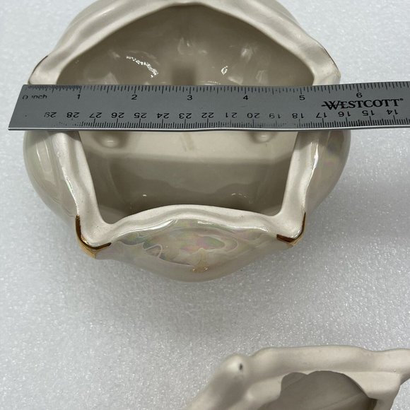 Holley Rose Iridescent 22K Gold Accent Footed Candy  Jar Trinket Read - Picture 6 of 10